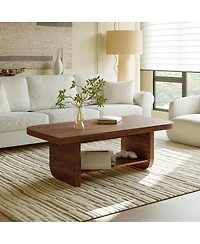 Streamdale Furniture 47.2" Fan-Shaped Coffee Table with Storage Shelf