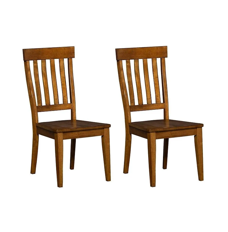 Starlight Canyon Home Elegant Brown Solid Wood Dining Chairs Set of 2 with Slatback Design