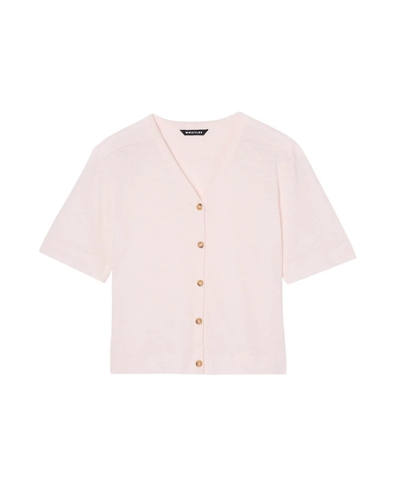 Whistles Women's Ella Cotton V-Neck Short-Sleeve Top