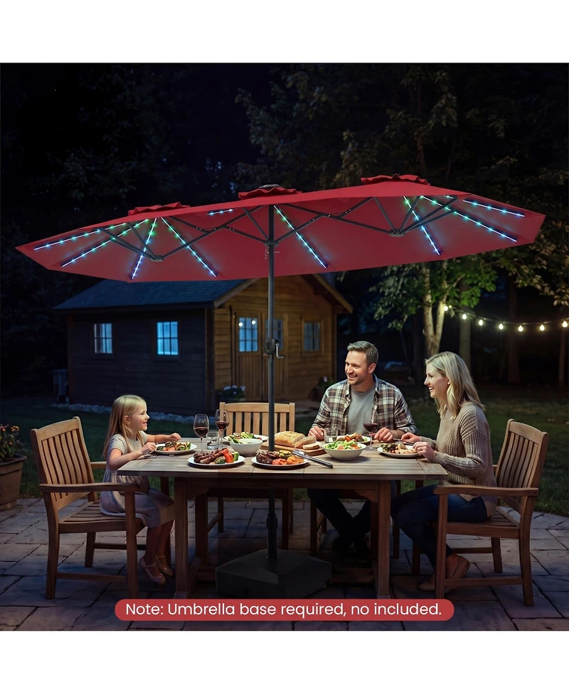 Sugift Double-Sided Patio Umbrella Solar Color Changing Led with 12 Modes