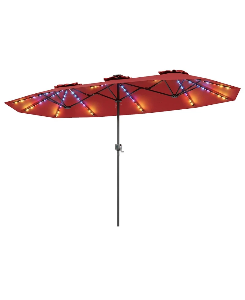 Sugift Double-Sided Patio Umbrella Solar Color Changing Led with 12 Modes
