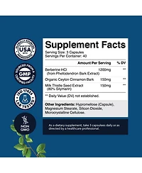 Nature's Craft Balancing Berberine Plus Complex, Antioxidant Berberine Plus Ceylon Cinnamon, Heart Health and Sugar Support, 120 Count