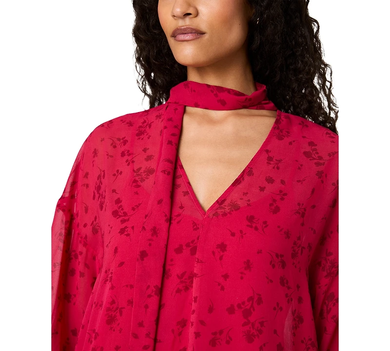 French Connection Women's Marina Long-Sleeve V-Neck Chiffon Top