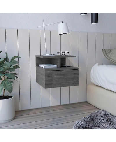 Flynama Floating Wall-Mounted Nightstand with Drawer and Open Shelves