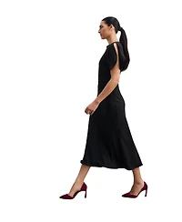 The Fold Women's Salerno Boat-Neck Short-Sleeve A-Line Midi Dress