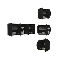 Fm Furniture Verona Wall-Mounted Kitchen Storage Cabinet with Glass Display Doors