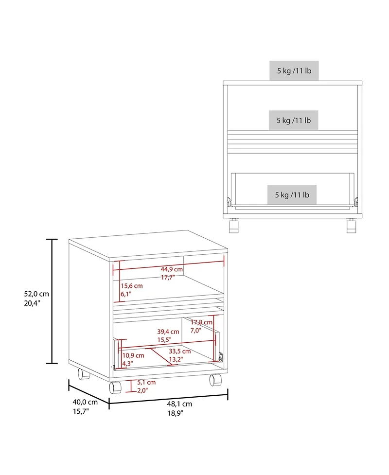 Fm Furniture Saxon Nightstand with a Drawer and Open Storage