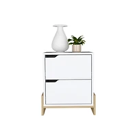 Flynama Macadamia 2-Drawer Nightstand with Sturdy Base