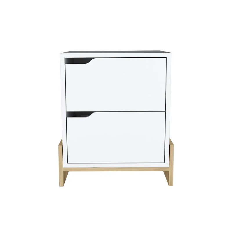 Flynama Macadamia 2-Drawer Nightstand with Sturdy Base