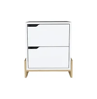 Flynama Macadamia 2-Drawer Nightstand with Sturdy Base