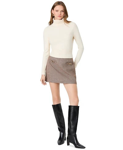 French Connection Women's Naya Herringbone A-Line Mini Skirt