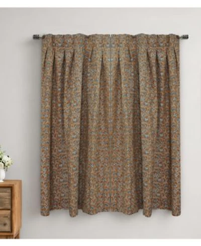 Fabdivine Handcrafted Boho Block Print Two Pleated Pure Linen Curtain
