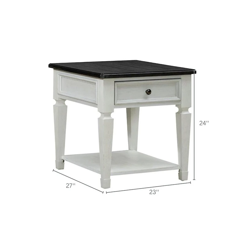 Heartland Furniture Wood End Table with Drawer and Bottom Shelf for Living Room