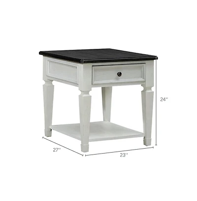 Heartland Furniture Wood End Table with Drawer and Bottom Shelf for Living Room