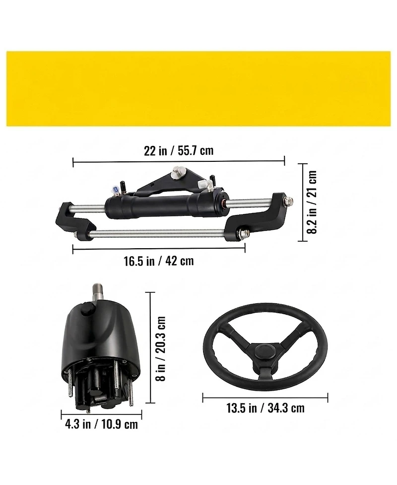 Sugift Hydraulic Outboard Boat Steering Kit 300 Hp with Helm Pump Cylinder and 20 feet Hoses