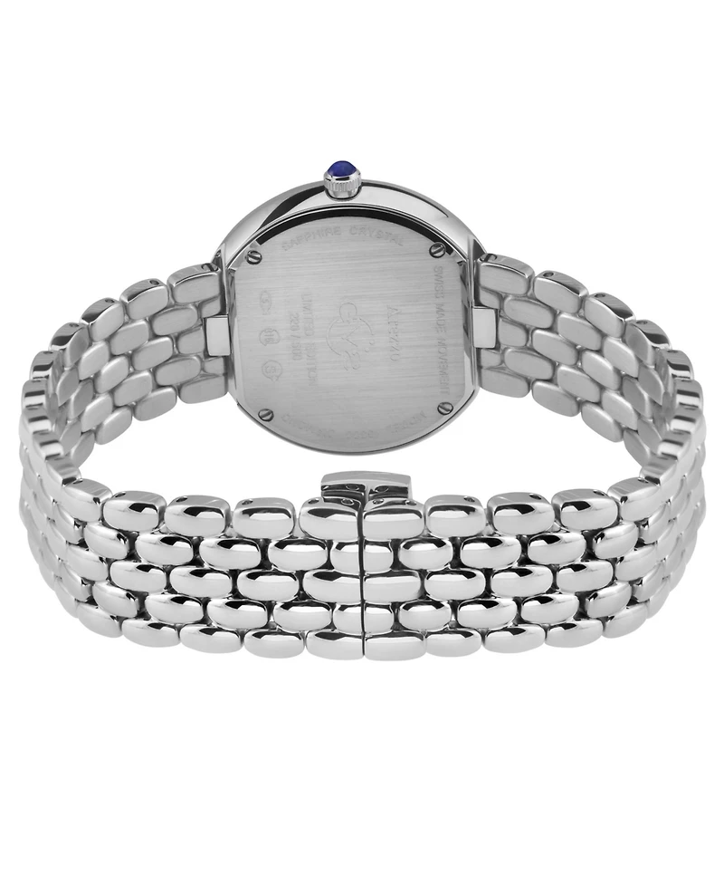 GV3 Women's Arezzo Swiss Quartz Silver Stainless Steel Bracelet Diamond Watch