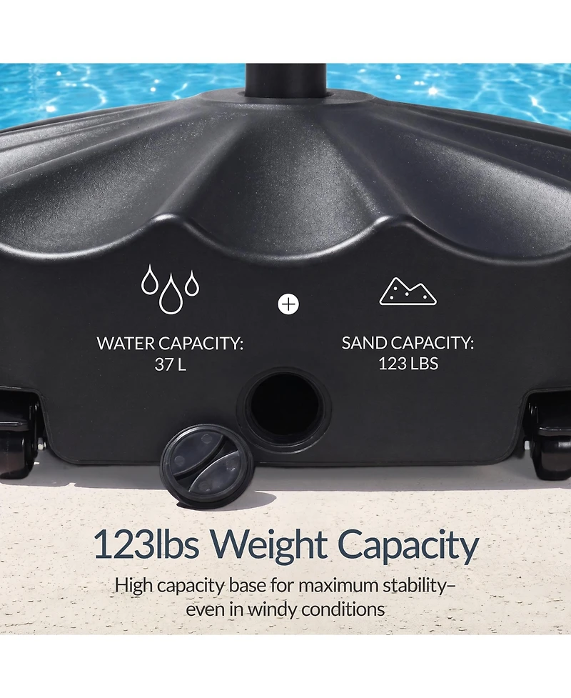 Best Choice Products 123lb Capacity Fillable Mobile Umbrella Base for Patio, Deck, 4 Wheels - Wavy Design