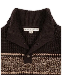 Hope and Henry Little Big Boys' Organic Mock Neck Waffle Sweater
