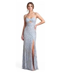 Lara Women's Embellished Gown with Slit And Low Back