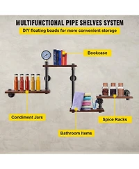 Slickblue Rustic Wall Mounted Pipe Shelves for Kitchen and Bathroom