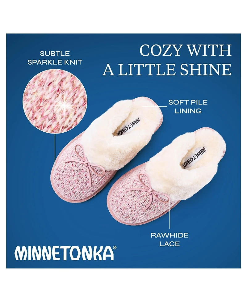 Minnetonka Women's Flurry Scuff Sparkle Knit Slippers