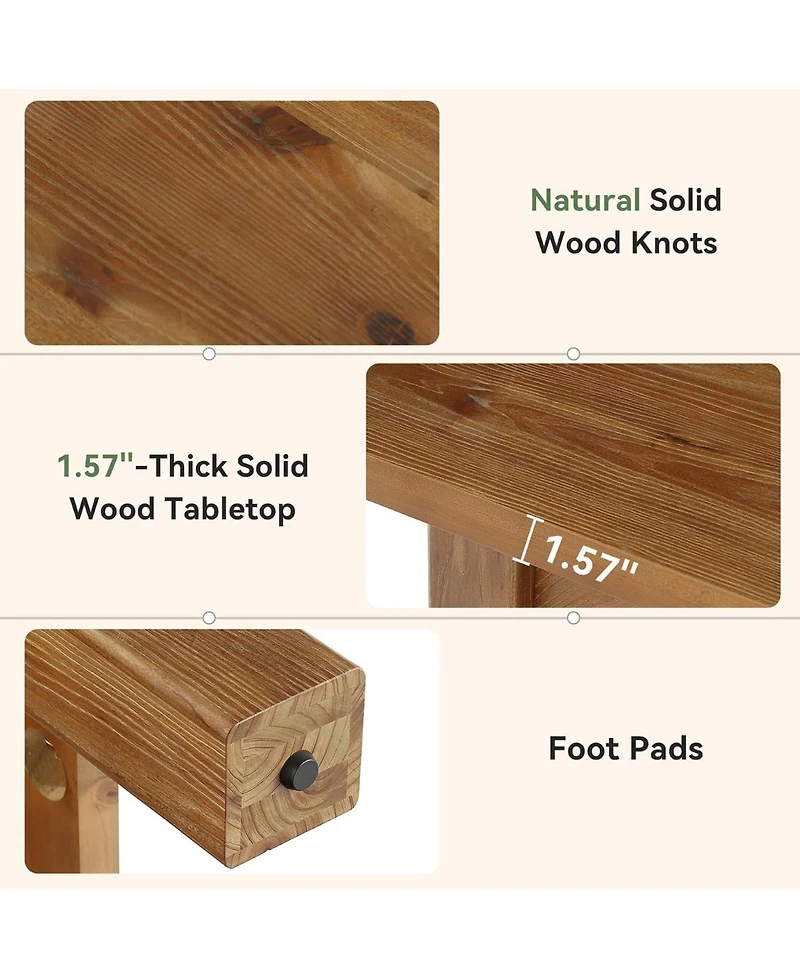 Tribesigns Solid Wood Executive Desk, 63-Inch Farmhouse Office Computer Desk with Thick Legs, Large Writing Table with Foot Bar for Home Office