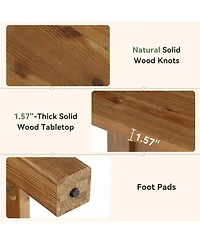 Tribesigns Solid Wood Executive Desk, 63-Inch Farmhouse Office Computer Desk with Thick Legs, Large Writing Table with Foot Bar for Home Office