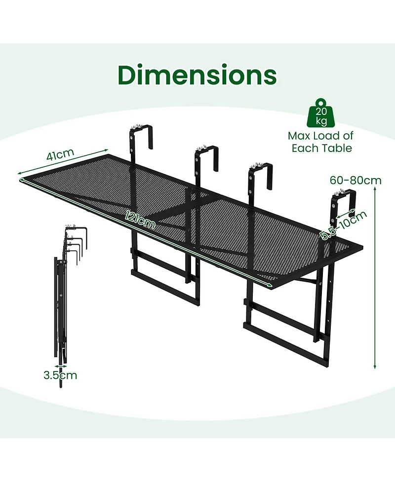 Gymax 2Piece 48'' Connectable Metal Folding Hanging Bar Table w/5-Level Adjustable Height