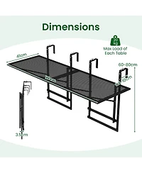 Gymax 2Piece 48'' Connectable Metal Folding Hanging Bar Table w/5-Level Adjustable Height