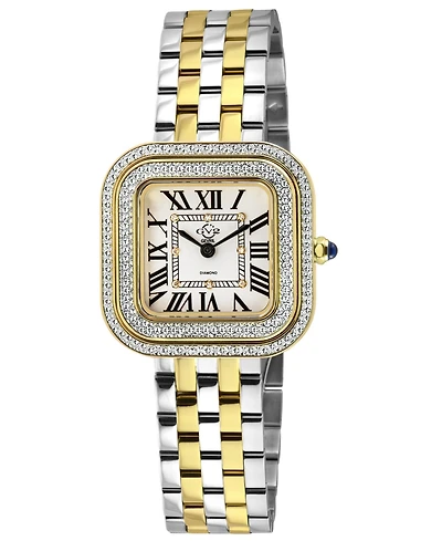GV2 by Gevril Women's Bellagio Swiss Quartz Two toned Ss Ipyg Stainless Steel Bracelet Diamond Watch