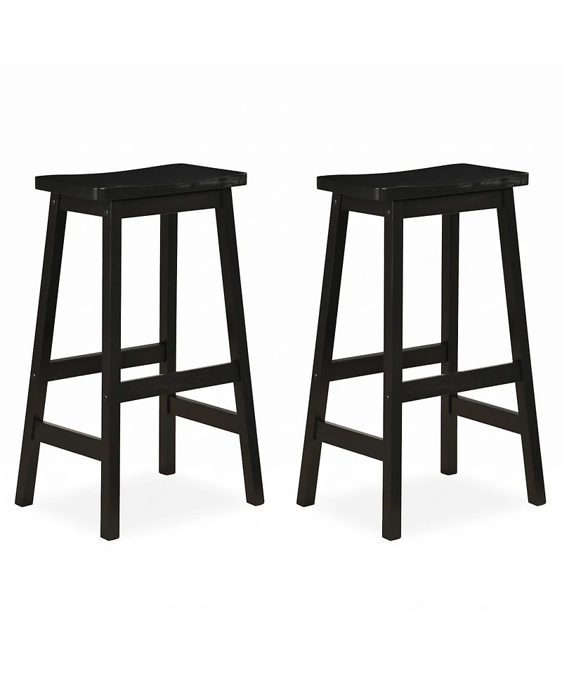 Gymax 29'' Saddle-Seat Counter Height Stools Set of 2 Backless Barstools with Curved Seat