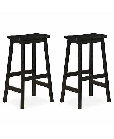 Gymax 29'' Saddle-Seat Counter Height Stools Set of 2 Backless Barstools with Curved Seat