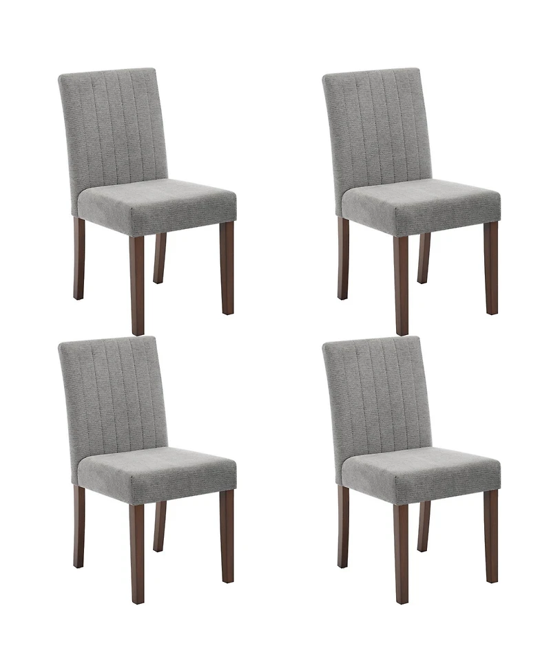 homfan Set of 2 Linen Dining Chairs - Soft Upholstered Parsons plus Sturdy Wood Legs Vertical Stripes for Kitchen, Room, Cafe
