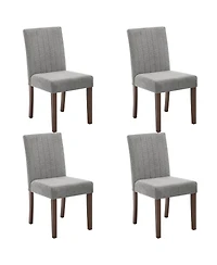 homfan Set of 2 Linen Dining Chairs - Soft Upholstered Parsons plus Sturdy Wood Legs Vertical Stripes for Kitchen, Room, Cafe
