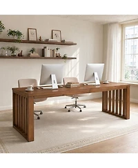Tribesigns 78.7" Long Two Person Desk,Farmhouse Solid Wood Office Desk