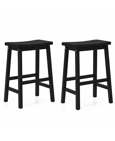 Gymax Saddle-Seat Counter Height Stools Set of Backless Barstools w/ Curved Seat