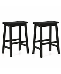 Gymax Saddle-Seat Counter Height Stools Set of Backless Barstools w/ Curved Seat