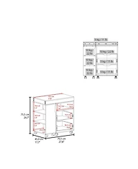 Fm Furniture Loris Extendable Desk with Two Drawers, Open Shelves, and Sliding Mechanism