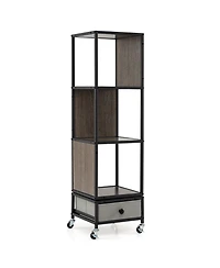 Gymax 4-Tier Rotating Bookshelf on Wheels w/Removable Fabric Storage Drawer for Office