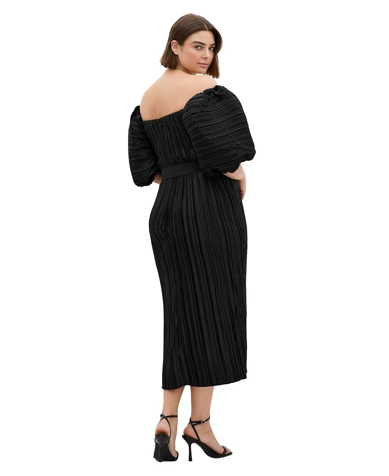 City Chic Plus Krista Pleat Dress
