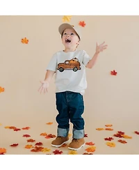 Sweet Wink Toddler Boys Fall Truck Patch Short Sleeve T-Shirt