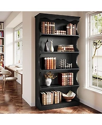 Tribesigns 70" Tall Bookcase: 5-tier open bookshelf with curved-edge design. Wooden display shelves for living room, home office, bedroom