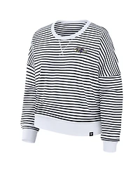 Women's Fanatics White/Black Baltimore Ravens Striped Oversized French Terry Sweatshirt