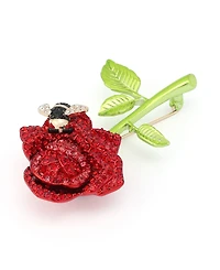 Betsey Johnson Faux-Stone Pave Rose Brooch