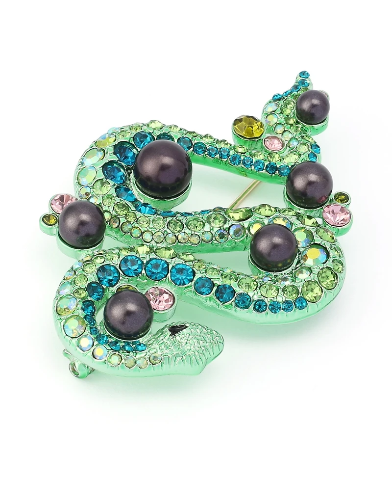 Betsey Johnson Faux-Stone Pave Snake Brooch