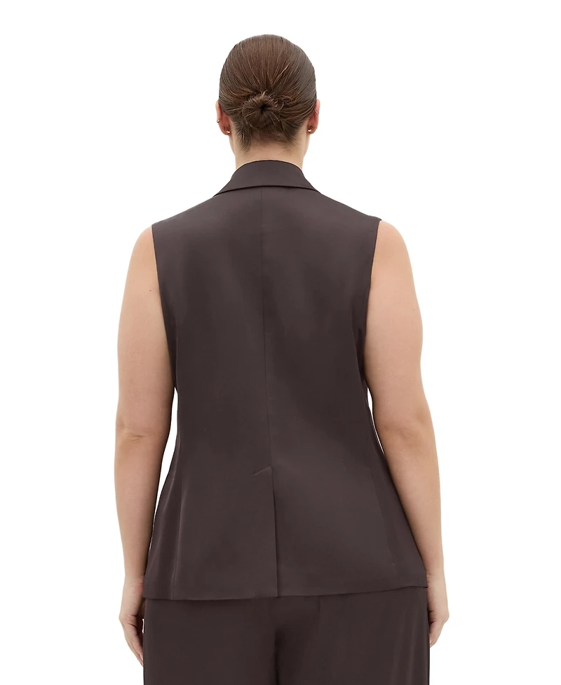 City Chic Plus Rylie Satin Double-Breasted Tailored-Fit Vest