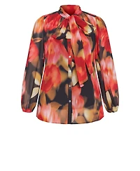 City Chic Women's Celine Print Necktie Top