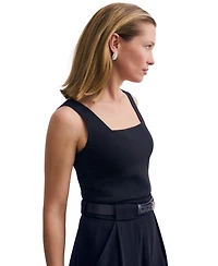 The Fold Women's Keighley Sculpt Sleeveless Square Neck Knit Top