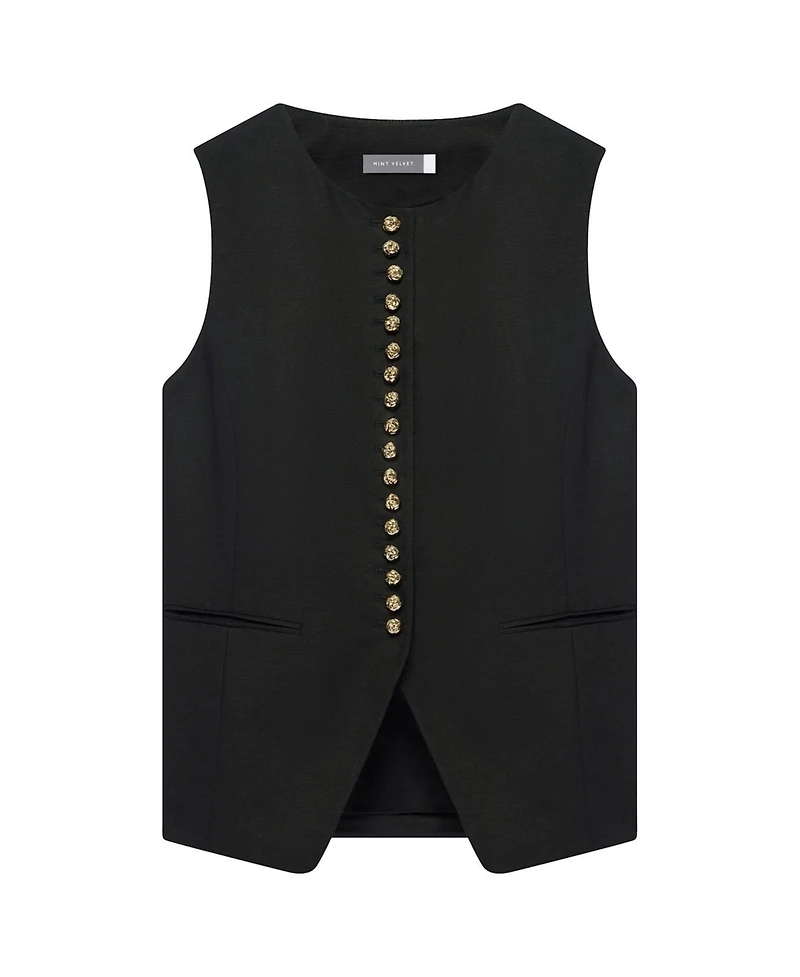 Mint Velvet Women's Linen Button Detail Waistcoat