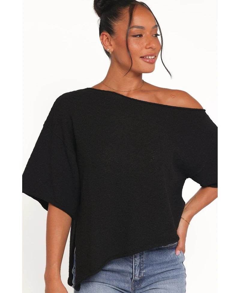 Petal and Pup Women's Ardena Boucle-Knit Short-Sleeve Asymmetrical Top